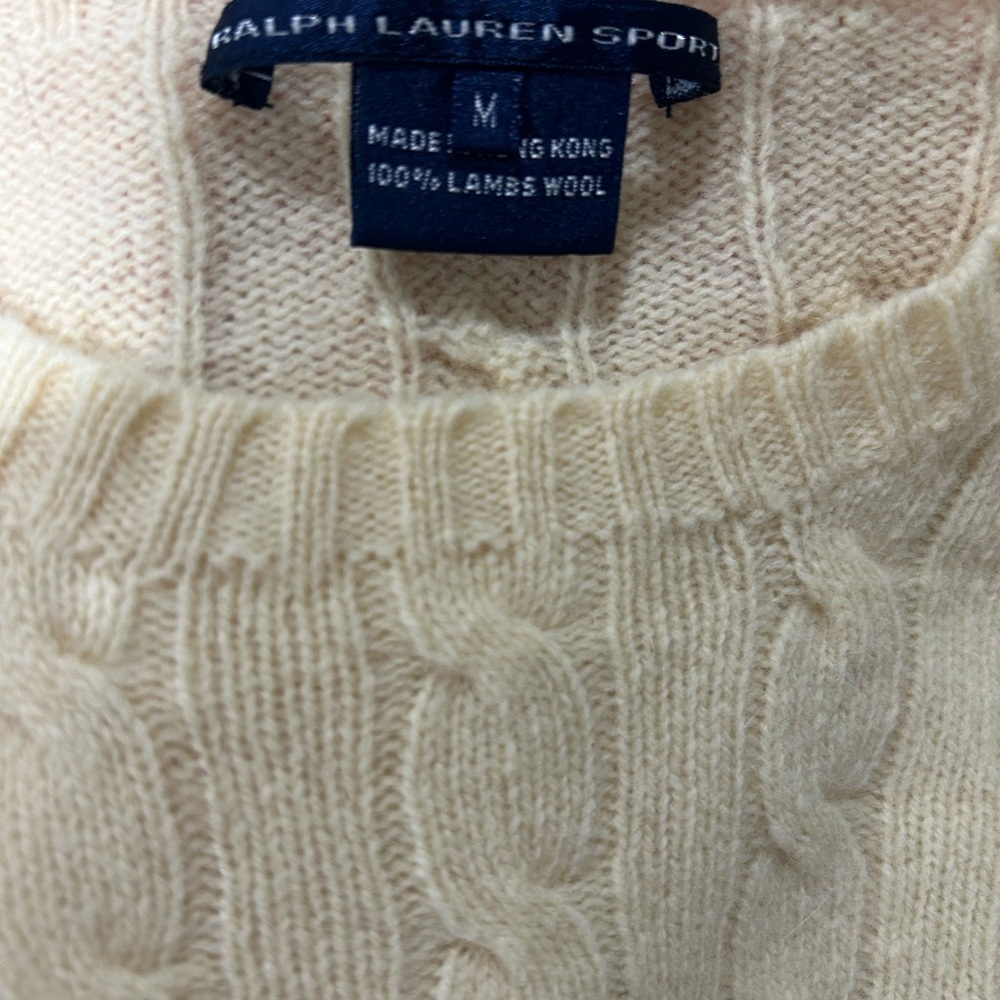 Ralph Lauren Women's Yellow Wool Cable Knit Sweater - Picture 2 of 3